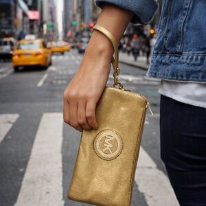 Michael Kors Gold Wristlet Clutch
